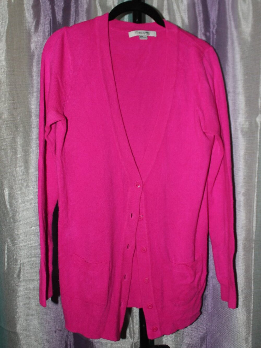 Forever 21 Pink Cardigan Womens Medium Lightweight Button Front